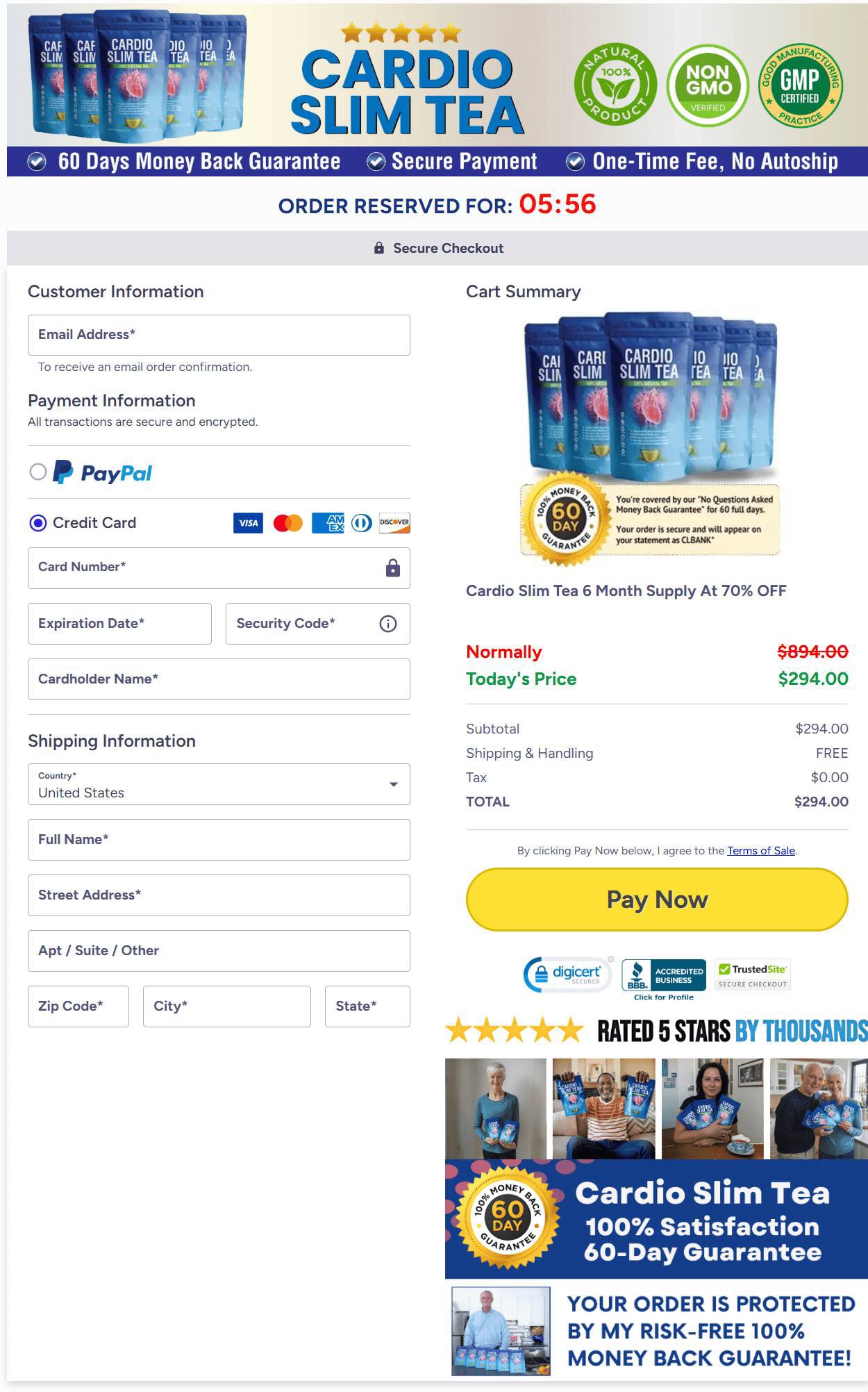 Cardio Slim Tea Oder Page